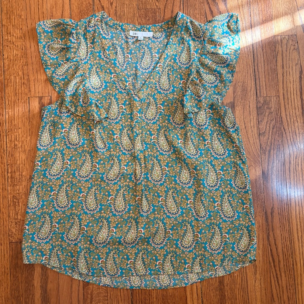 Paisley Flutter Sleeve Blouse